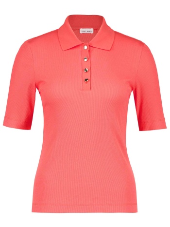 gerry weber γυναικεία μπλούζα πόλο κοντομάνικη ribbed 