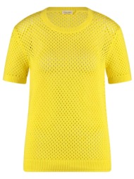 gerry weber γυναικεία πλεκτή μπλούζα με διάτρητο σχέδιο - 571068-35748 κίτρινο