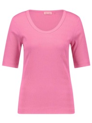 gerry weber γυναικείο t-shirt μονόχρωμο ribbed - 570322-35054 ροζ