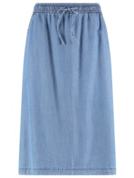 gerry weber γυναικεία midi φούστα denim με ελαστική μέση - 510024-31541 μπλε