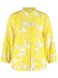 gerry weber γυναικείο πουκάμισο μάο με floral print και μανίκι 3/4 - 560099-31487 κίτρινο
