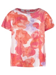 gerry weber γυναικεία μπλούζα με floral print και πιέτα στο πίσω μέρος - 560105-31485 πορτοκαλί