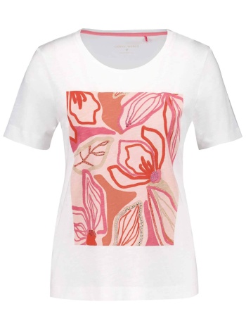 gerry weber γυναικείο t-shirt με print και λεπτομέρειες από