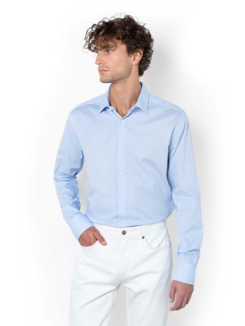 the bostonians ανδρικό πουκάμισο μονόχρωμο slim fit `dobby`