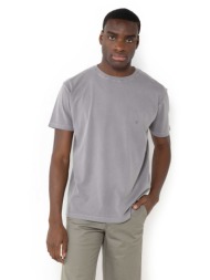 the bostonians ανδρικό t-shirt μονόχρωμο με κεντημένο λογότυπο regular fit - ts1250 γκρι σκούρο