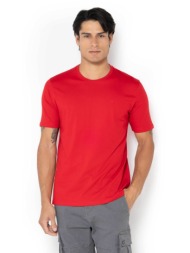the bostonians ανδρικό t-shirt μονόχρωμο με κεντημένο λογότυπο regular fit `essential` - ts1241n κόκ
