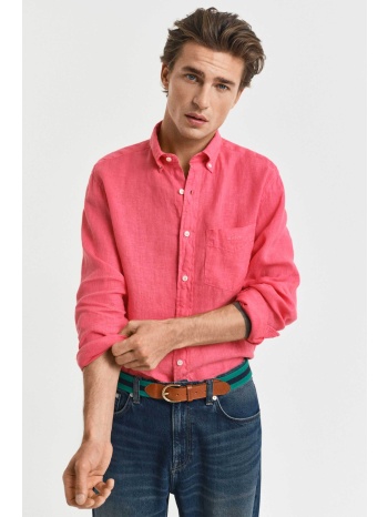 gant ανδρικό λινό πουκάμισο button down με τσέπη και σε προσφορά