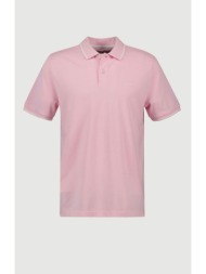 gant ανδρική μπλούζα πόλο κοντομάνικη πικέ με contrast ρίγα στα τελειώματα regular fit - 2062034 ροζ