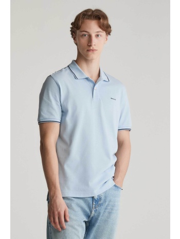 gant ανδρική μπλούζα πόλο κοντομάνικη πικέ με contrast ρίγα