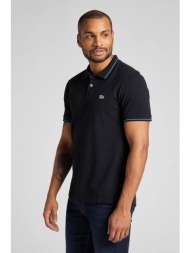 lee® ανδρική μπλούζα πόλο με κεντημένο λογότυπο και contrast τελειώματα regular fit - l61arl01 μαύρο