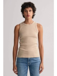 gant γυναικείο αμάνικο τοπ ribbed μονόχρωμο slim fit - 4201407 μπεζ