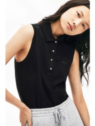 lacoste γυναικεία μπλούζα πόλο αμάνικη πικέ με κεντημένο λογότυπο slim fit - pf5445 μαύρο