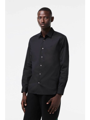 lacoste ανδρικό πουκάμισο poplin με ton-sur-ton κεντημένο
