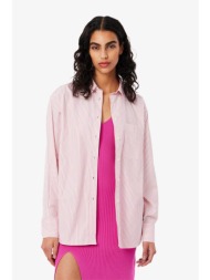 lacoste γυναικείο πουκάμισο poplin με τσέπη και λογότυπο oversized fit - cf0215-00 ροζ