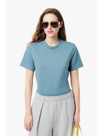 lacoste γυναικείο t-shirt με ανάγλυφο λογότυπο regular fit σε προσφορά