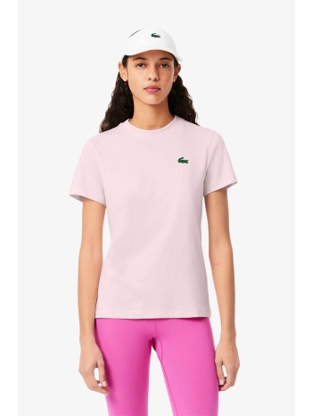 lacoste γυναικείο t-shirt με λογότυπο slim fit `ultra dry