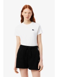 lacoste γυναικείο t-shirt με λογότυπο slim fit `ultra dry technical` - tf9246 λευκό