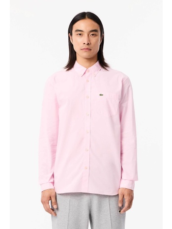lacoste ανδρικό πουκάμισο gingham poplin με ψιλό καρό σε προσφορά