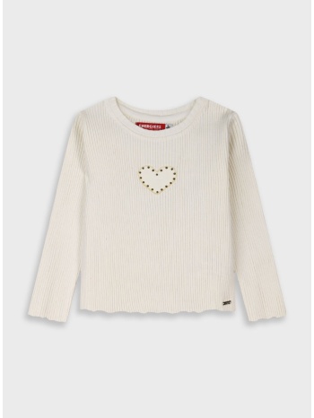 μακρυμάνικη ριπ μπλούζα - εκρού 15-125328-5