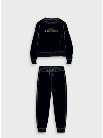 φούτερ φόρμα με τύπωμα - μαυρο 16-125289-0