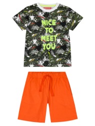 παιδικό σετ μακό 2 τεμάχια για αγόρι με εμπριμέ μπλούζα και τύπωμα - καροτι 12-224174-0