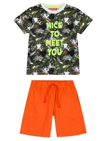 παιδικό σετ μακό 2 τεμάχια για αγόρι με εμπριμέ μπλούζα και σε προσφορά