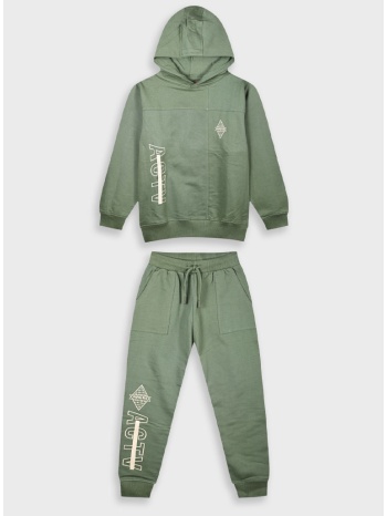 φούτερ φόρμα με τύπωμα - χακι 13-125053-0