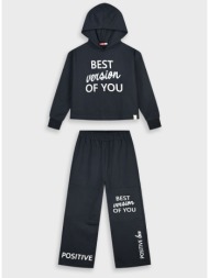 φούτερ φόρμα με τύπωμα - μαυρο 16-125253-0