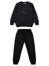 unisex φούτερ φόρμα με τύπωμα - μαυρο 12-123183-0