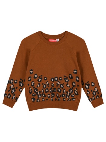 μπλούζα ρεγκλάν φούτερ με animal print λεοπάρ για κορίτσι 