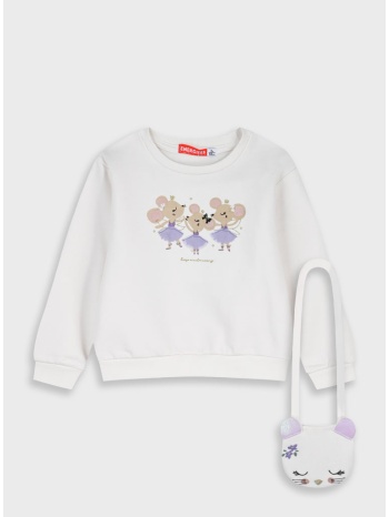 μπλούζα φούτερ με τσάντα - εκρού 15-125308-5