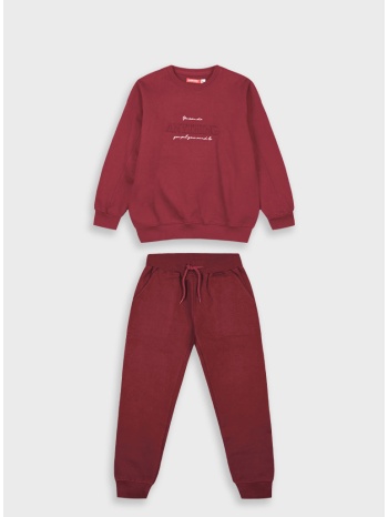 unisex φούτερ φόρμα με τύπωμα - κεραμιδι 12-123183-0