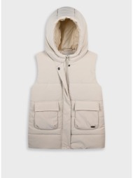 αμάνικο μπουφάν γιλέκο - βανιλια 16-125215-1