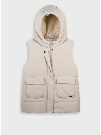 αμάνικο μπουφάν γιλέκο - βανιλια 16-125215-1