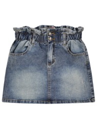 τζην φούστα paperbag με τσέπες και κουμπιά για κορίτσι - μπλε τζην 16-100280-3