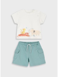 σετ μπλούζα με βερμούδα για βρεφικό αγόρι (3 – 18 μηνών) - μεντα 11-225476-0