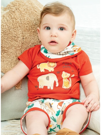 σετ μπλούζα με βερμούδα και σαλιάρα για βρεφικό αγόρι (0 σε προσφορά