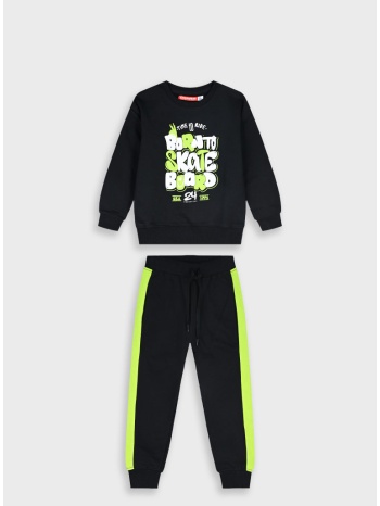 φούτερ φόρμα με τύπωμα - μαυρο 12-125147-0