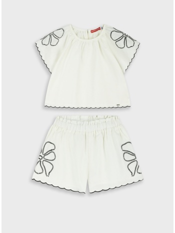 σετ μπλούζα με σορτς - εκρού 16-226207-0
