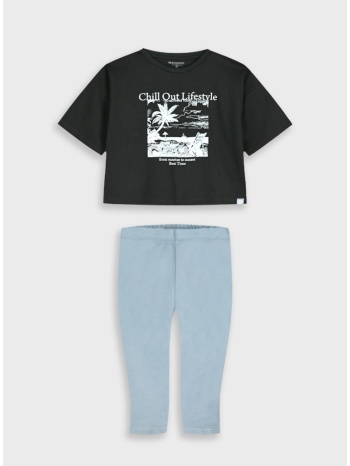 σετ μπλούζα με κολάν - σκονισμενο σιελ 16-226268-0