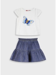 σετ μπλούζα με φούστα - μπλε τζην 15-226321-0
