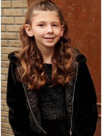 boutique γούνινη ζακέτα - μαυρο 46-125270-1 