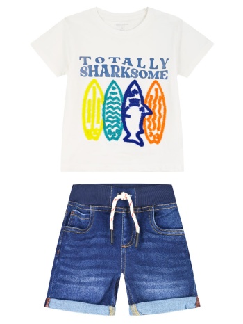 σετ με απλικέ - μπλε τζην 12-226107-0