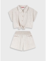 σετ πουκάμισο με σορτς - κρεμ 16-226209-0