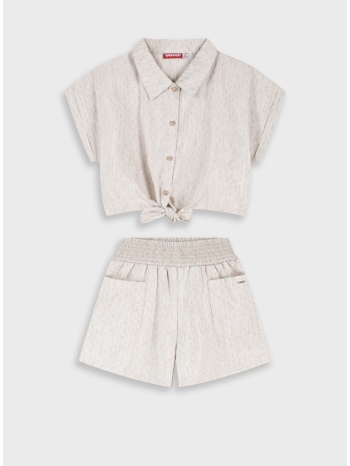 σετ πουκάμισο με σορτς - κρεμ 16-226209-0