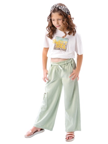 παιδικό παντελόνι τζην φαρδιά γραμμή για κορίτσι - φυστικι σε προσφορά