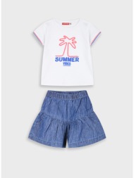 σετ μπλούζα με σορτς - μπλε τζην 15-226323-0