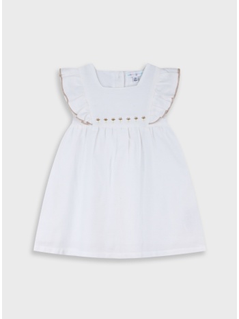 φόρεμα με κέντημα - εκρού 14-226413-7