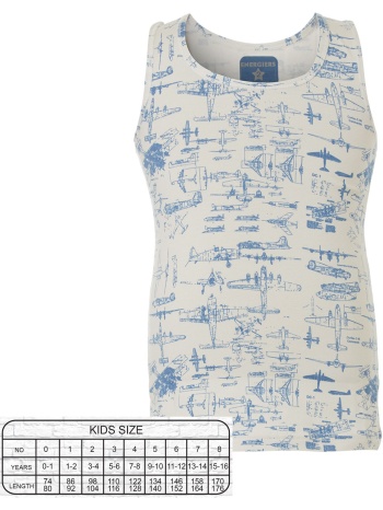 φανελάκι με φαρδιά τιράντα σχέδιο αεροπλάνα - λευκό 39-2188