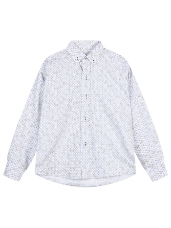 εκρού πουκάμισο εμπριμέ με εκρού κουμπιά για αγόρι.boutique